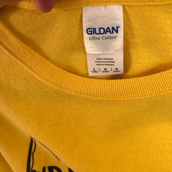 Fishing Tshirt. Humorous Fishing Tshirt. Yellow w/Black Graphic. Large - Picture 6 of 7